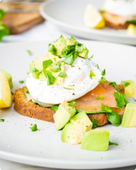 Paleo Bread topped with Poached Eggs
